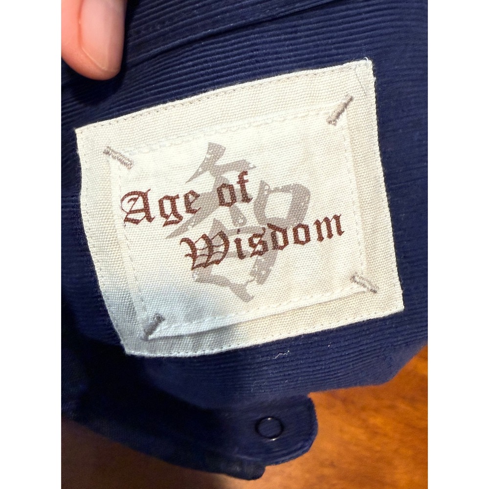 Age of Wisdom Mens Navy‎ Blue Paisley Snap Front Long Sleeve Shirt Large Stretch - Picture 7 of 10